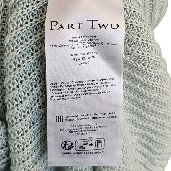 Part Two Etrona Linen Knit Blue Long Sleeve Sweater Sz L - Picture 6 of 8